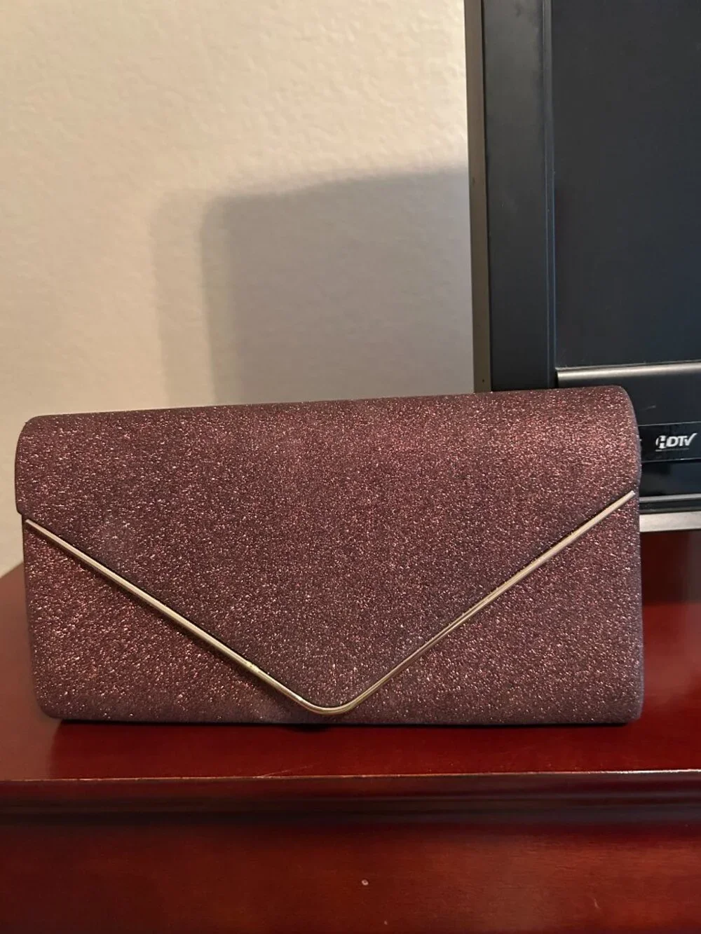 Unbranded Chain Shoulder/Clutch - Brown Bronze Sparkle - 9